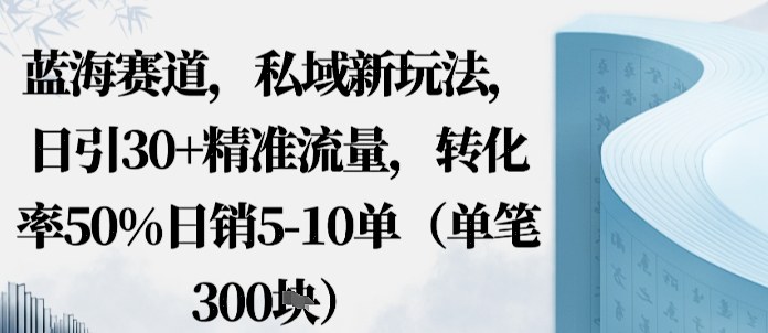 蓝海赛道，私域新玩法，日引30+精准流量，转化率50%日销5-10单（单笔3张）-多米联创