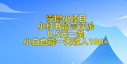 零撸小项目，小红书留言评论，0.5元一条，小白也能一天收入100+-58创客网