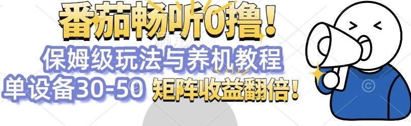 番茄畅听0撸，保姆级玩法与养机教程单设备30-50，矩阵收益翻倍-58创客网