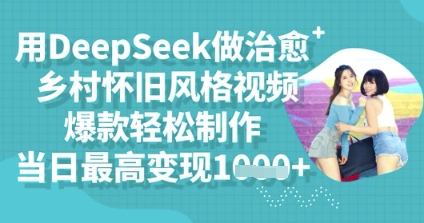 用DeepSeek做治愈乡村怀旧风格视频，爆款轻松制作，当日最高变现多张-58创客网
