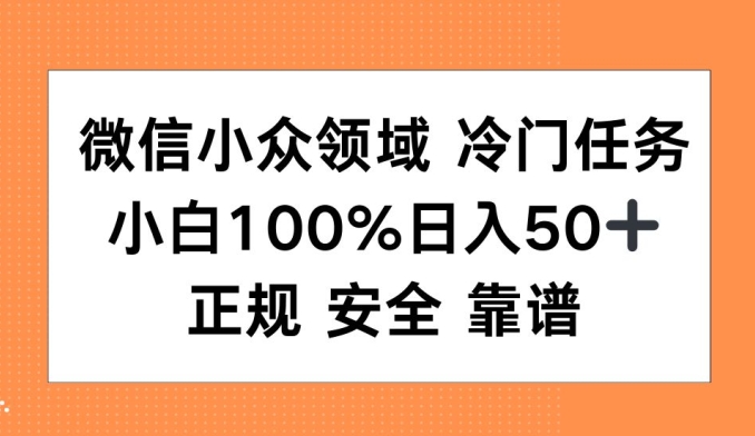 微信小众领域冷门特定任务，小白100%日入50+，正规安全靠谱-58创客网
