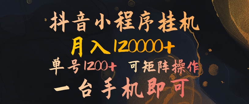 抖音小程序挂机风口项目，月入1.2w，一台手机即可操作，可矩阵操作-58创客网