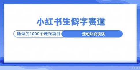 小红书生僻字玩法，快速涨分变现详解-58创客网