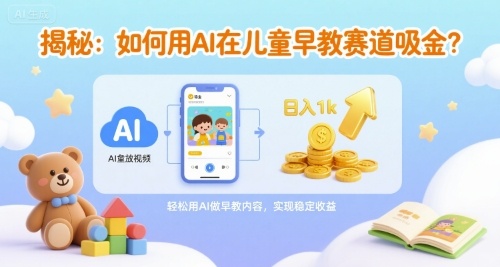 揭秘：如何用AI在儿童早教赛道吸金?一键生成视频，日入1k不是梦-58创客网