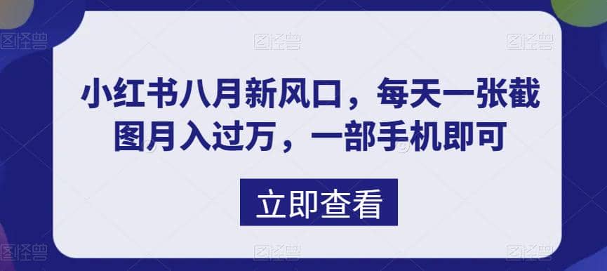 八月新风口，小红书虚拟项目一天收入1000+，实战揭秘-58创客网