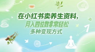 在小红书卖养生资料，月入四位数非常轻松，多种变现方式-58创客网