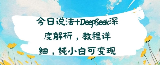 今日说法+DeepSeek深度解析，教程详细，纯小白可变现-58创客网