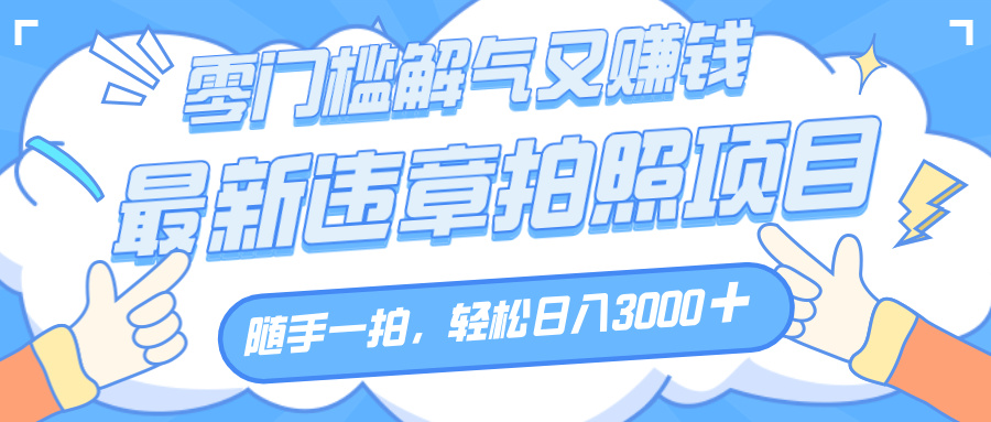 解气又赚钱的项目，随手一拍，轻松收入3000+，最新违章拍照赚钱-58创客网