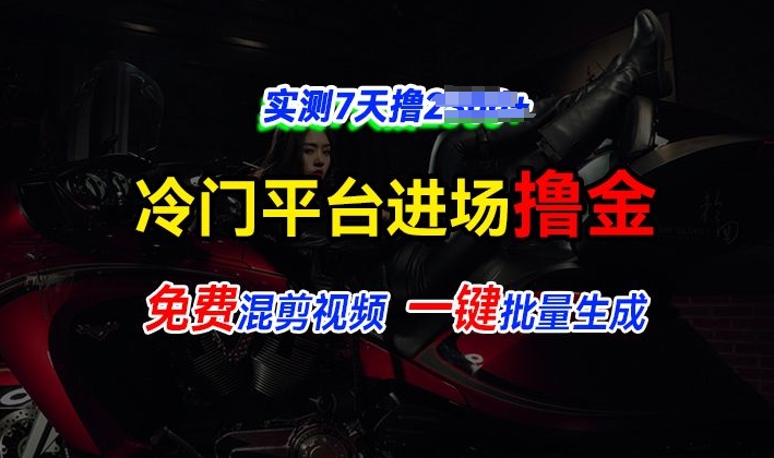 全新冷门平台视频，快速免费进场搞米，通过混剪视频一键批量生成，实测7天撸上千-58创客网