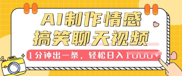 AI制作情感搞笑聊天视频，1分钟出一条，100%过原创，新手也能轻松上手-58创客网