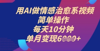 用AI做情感治愈系视频，简单操作，每天10分钟，单月变现6k+-58创客网