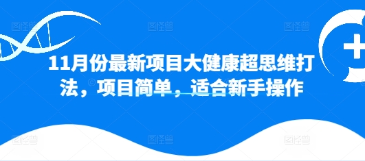 11月份最新项目大健康超思维打法，项目简单，适合新手操作-58创客网