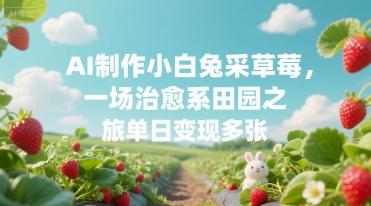 AI制作小白兔采草莓，一场治愈系田园之旅单日变现多张-58创客网