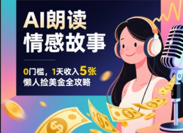 Ai朗读情感故事，0门槛，1天收入5张，每天10分钟，懒人捡美金全攻略-58创客网