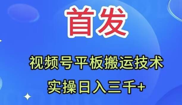 全网首发：视频号平板搬运技术，实操日入三千＋-58创客网