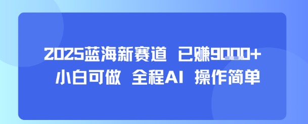 2025蓝海新赛道 已挣9k+ 小白可做 全程AI 操作简单-58创客网