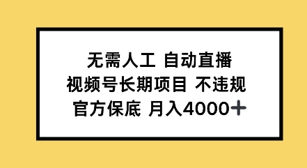 无需人工自动直播，视频号长期项目不违规，官方保底月入4000左右-58创客网