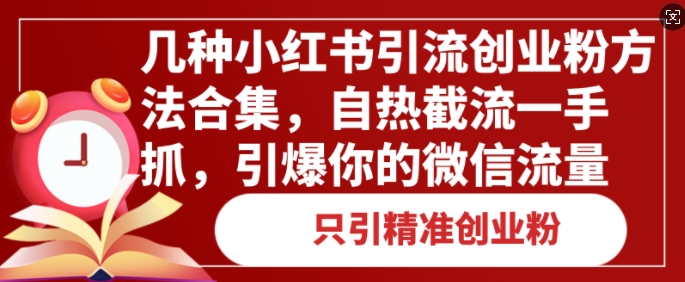 几种小红书引流创业粉方法合集，自热截流一手抓，引爆你的微信流量-58创客网