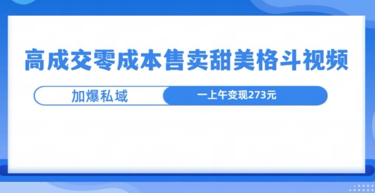 高成交零成本，售卖甜妹格斗视频，可以实现日入过k-58创客网