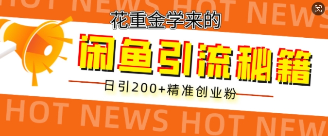 花重金学来的闲鱼到流秘籍，日引200+精准创业粉-58创客网