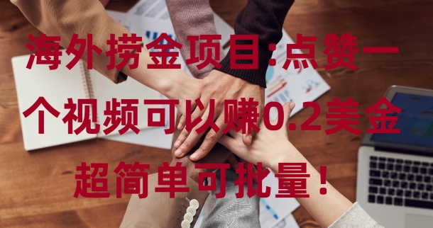 海外捞金项目点赞一个视频可以赚0.2美金，超简单可批量!-58创客网