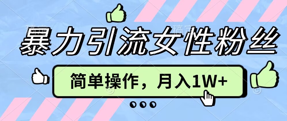 操作“零难度”小众项目，疯狂引流女性粉丝，月入轻松破 1W+-58创客网