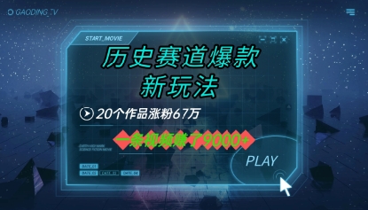 20个作品涨粉67W，一条视频收益1k+，历史赛道爆款新玩法-58创客网