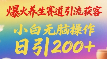 爆火养生赛道引流获客，小白无脑操作，日引200+-58创客网