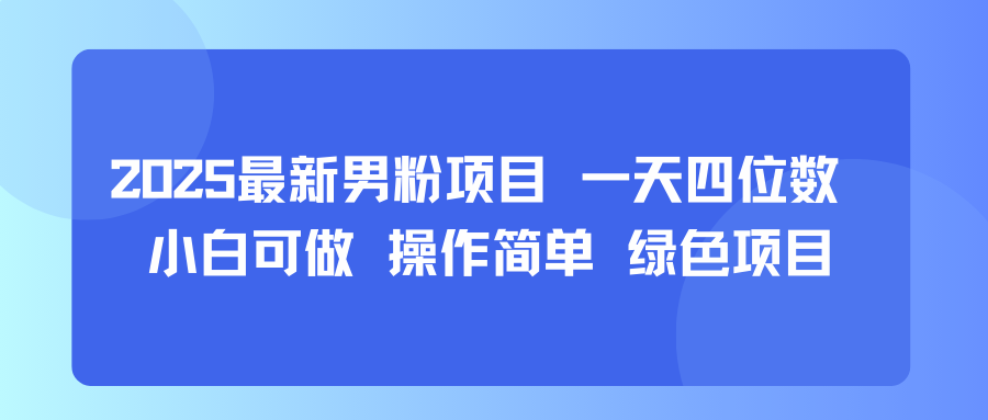2025最新男粉项目 一天四位数 小白可做 操作简单 绿色项目-58创客网