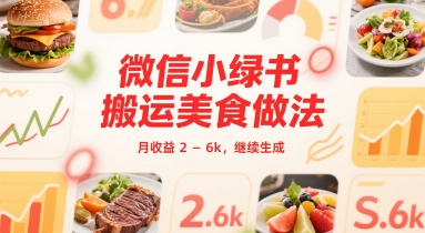 微信小绿书搬运美食做法 月收益 2-6k-58创客网