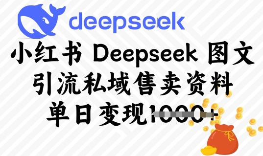 小红书Deepseek 图文引流私域售卖资料，单日变现多张-58创客网