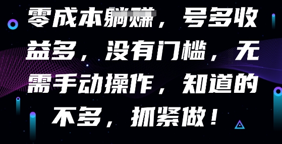 零成本全自动，号多收益多，没有门槛，无需手动-58创客网