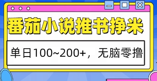番茄小说推书挣米，单日100-200+，无脑零撸，实操流程-58创客网