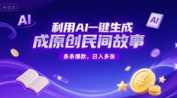 利用AI一键生成原创民间故事，无限制生成，条条爆款，日入多张-58创客网