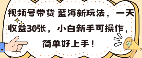 视频号带货蓝海新玩法，一天收益3张，小白新手可操作，简单好上手!-58创客网