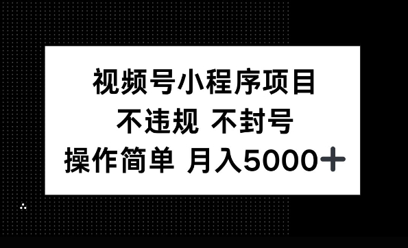 视频号小程序项目，不违规不封号，操作简单 月入5000+-58创客网