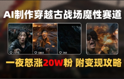 AI制作穿越古战场视频一夜涨粉20W保姆级教学(附AI变现指南)-58创客网