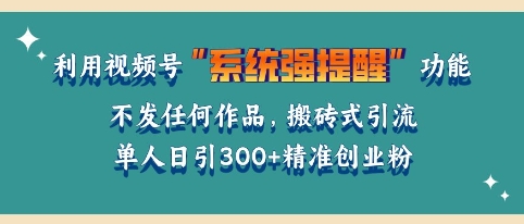 利用微信视频号系统提醒功能，引流精准创业粉，无需发布任何作品，单人单日引流300+创业粉-58创客网