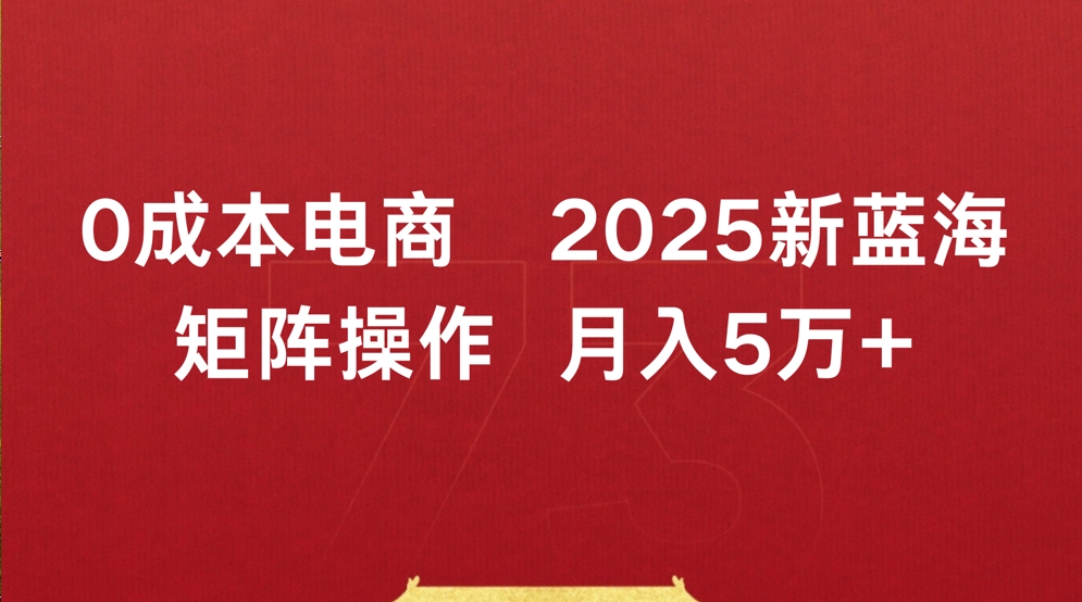 0成本电商2025新蓝海矩阵操作 月入5万+-58创客网