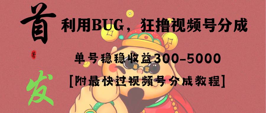 全网独家首发，视频号BUG，超短期项目，单号每日净收益300-5000！-58创客网