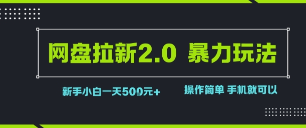 网盘拉新2.0暴力玩法，新手小白一天轻松5张，操作简单-58创客网