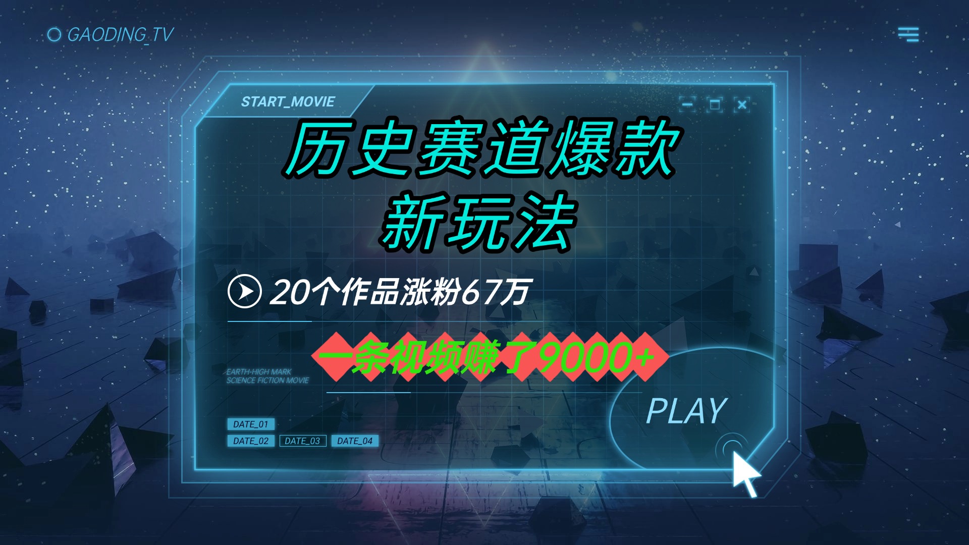 20个作品涨粉67万，一条视频赚了9000+，历史赛道爆款新玩法-58创客网