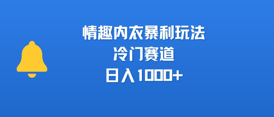 情趣内衣暴利玩法，冷门赛道，日入1000+-58创客网