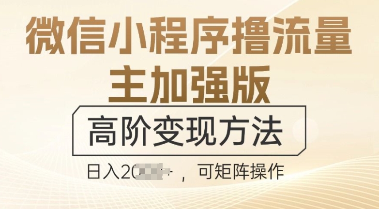 微信小程序撸流量主加强版，高阶变现方法，日收益多张-58创客网