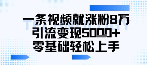 一条视频就涨粉8W引流变现5k+，0基础项目轻松上手-58创客网