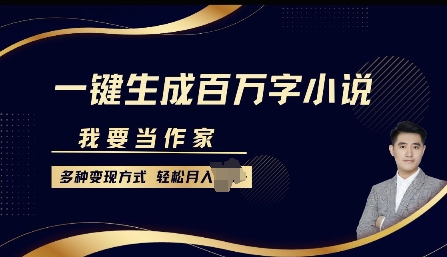 我要当作家，一键生成百万字小说，多种变现方式，轻松月入过W+-58创客网