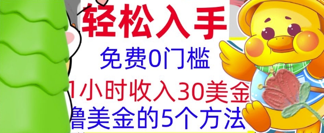 免费撸美刀的5个方法，1小时收入30美刀，0门槛，轻松入手-多米联创