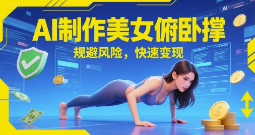AI制作美女俯卧撑，规避风险，快速变现-多米联创