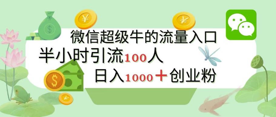 新的引流变现阵地，微信超级牛的流量入口，半小时引流100人，日入1000+创业粉-多米联创