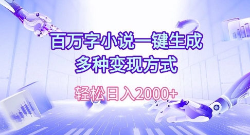 百万字小说一键生成，多种变现方式， 轻松日入多张-多米联创